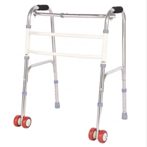 Wholesale Lightweight Two Wheels Walking Aids Stainless Steel Walker for Adults Folding Walking Aids for Disabled