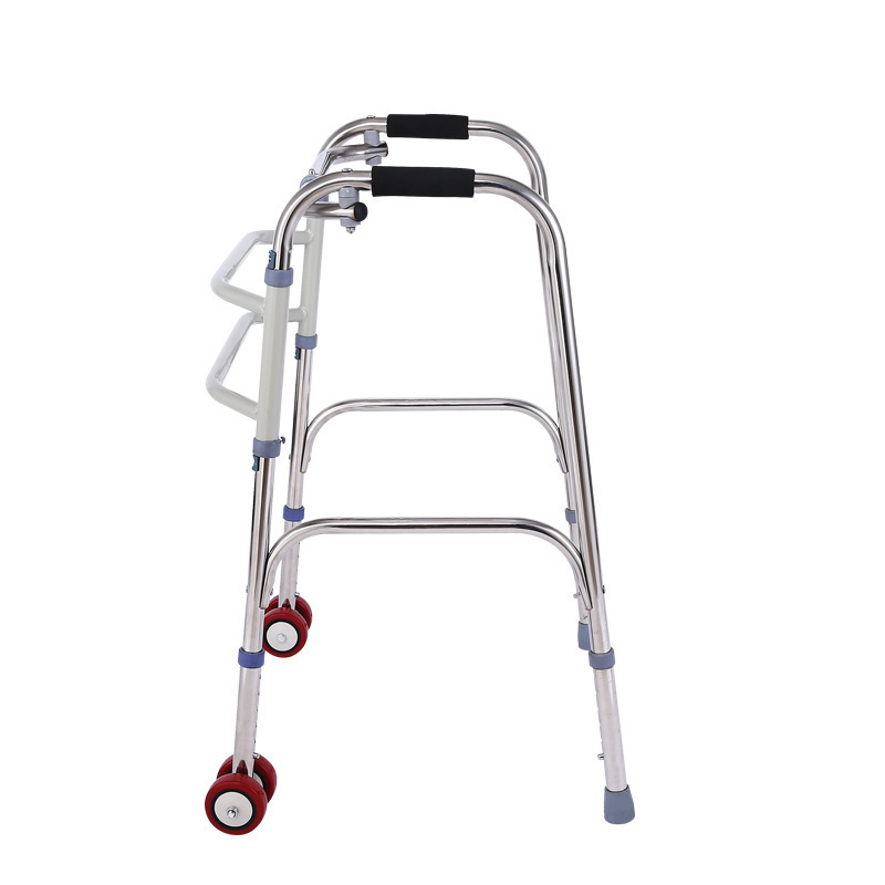 Wholesale Lightweight Two Wheels Walking Aids Stainless Steel Walker for Adults Folding Walking Aids for Disabled