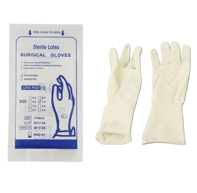 Latex Medical Glove  Powder Free or Powdered Surgical Gloves Sterile Disposable Gloves single package