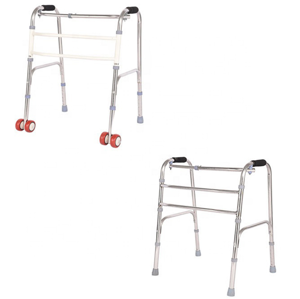 Wholesale Lightweight Two Wheels Walking Aids Stainless Steel Walker for Adults Folding Walking Aids for Disabled