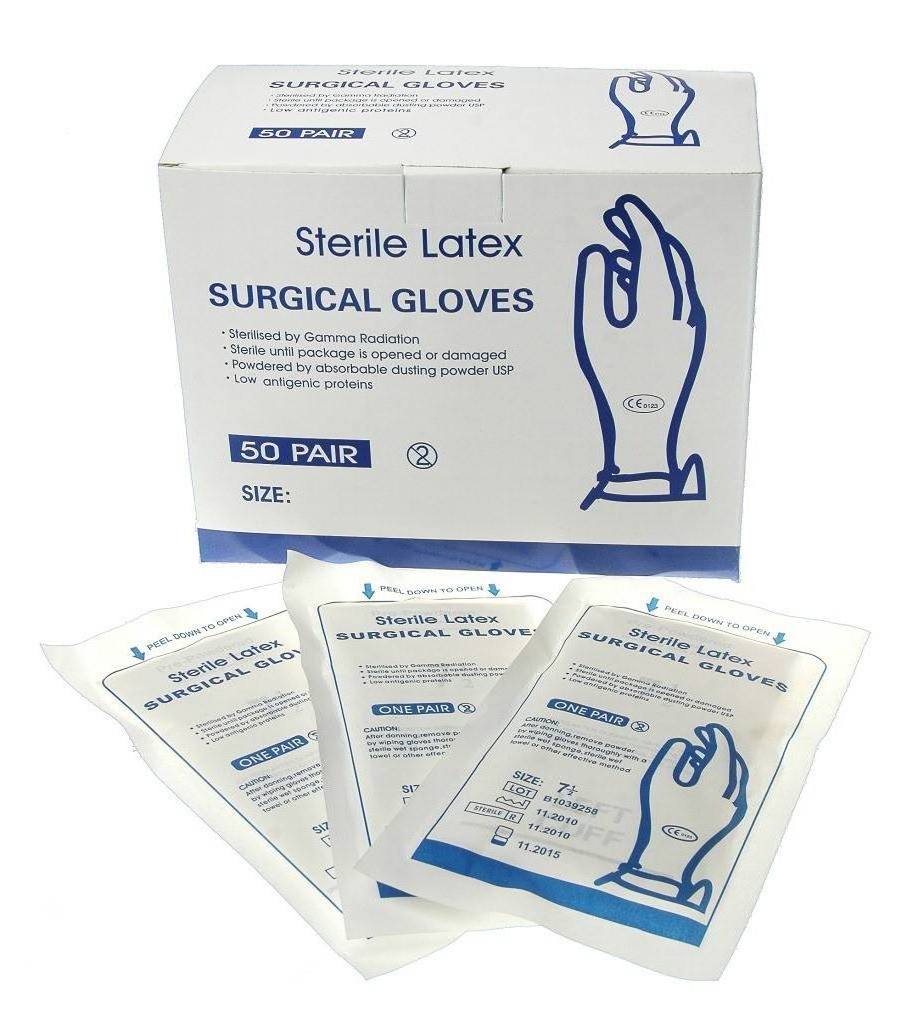 Latex Medical Glove  Powder Free or Powdered Surgical Gloves Sterile Disposable Gloves single package