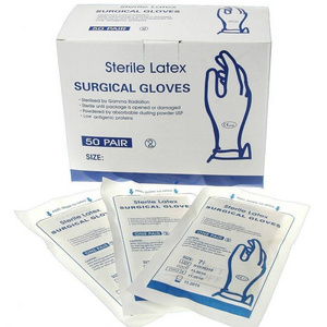 Latex Medical Glove  Powder Free or Powdered Surgical Gloves Sterile Disposable Gloves single package