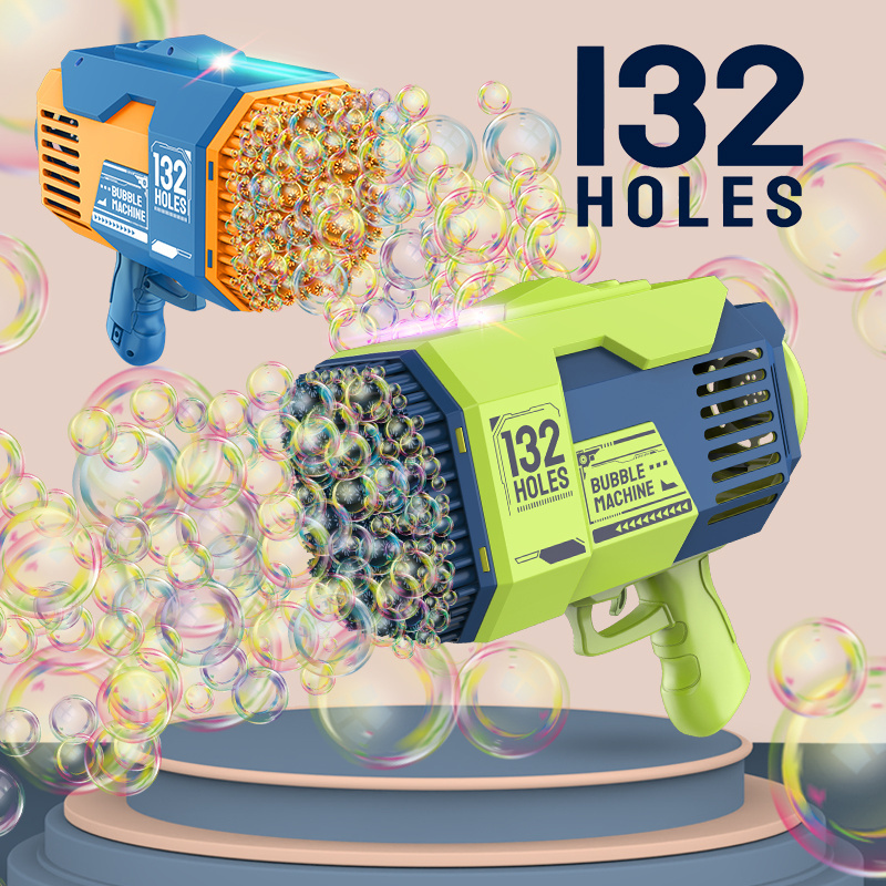 Hot Selling Outdoor Toy 132 Holes Automatic Bubble Gun with Rich Bubble Battery Operated Electric Bubble Gun