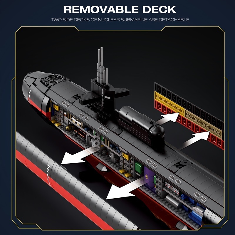 New Arrival MOC Military Equipment Series Battleship DIY Toy Nuclear Submarine Removeable Doors Compatible Bricks Building Block