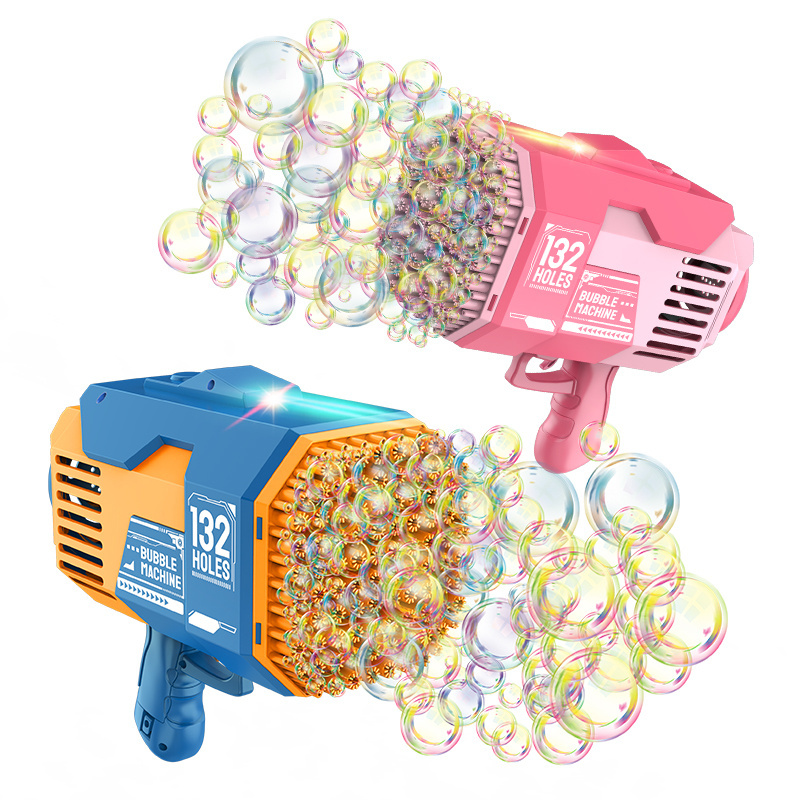 Hot Selling Outdoor Toy 132 Holes Automatic Bubble Gun with Rich Bubble Battery Operated Electric Bubble Gun