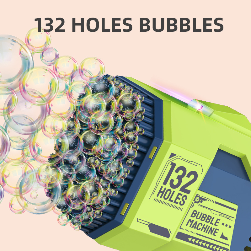 Hot Selling Outdoor Toy 132 Holes Automatic Bubble Gun with Rich Bubble Battery Operated Electric Bubble Gun