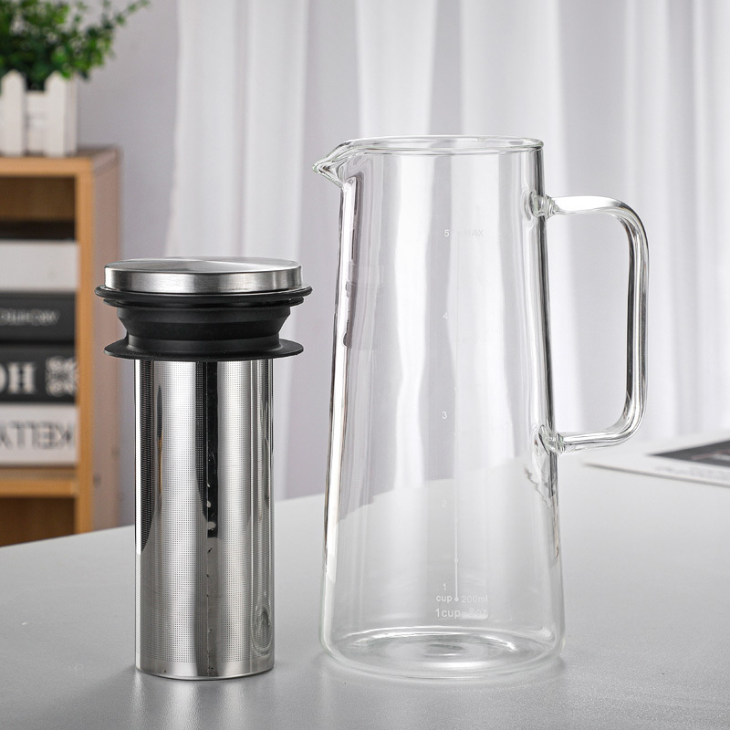 BCnmviku 1000ML & 1400ML Cold Brew Coffee Tea Maker Multipurpose Mason Jar Drinking Glass Borosilicate Glass Easy to Clean