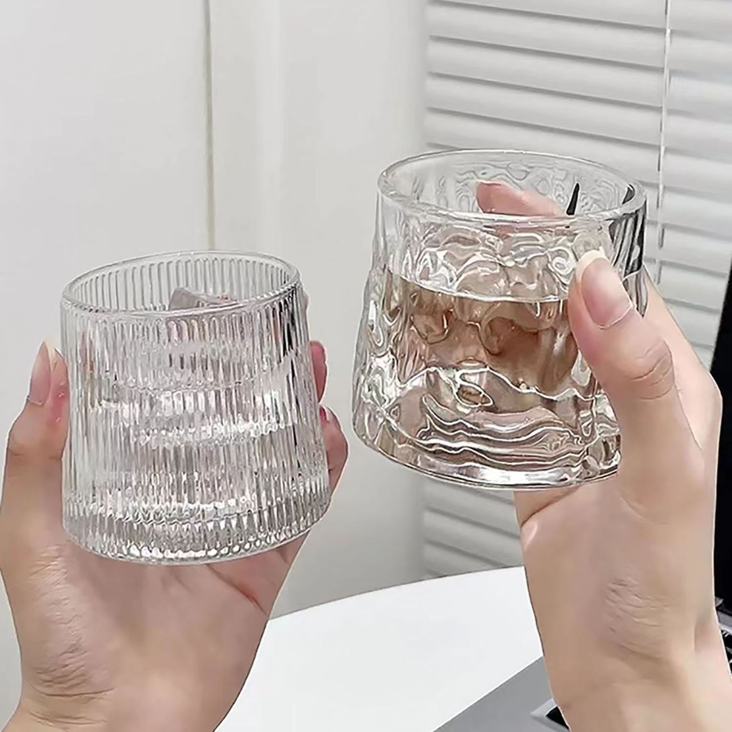 Thickened clear glass Whisky cocktail Red wine flat shake rotating cup European coffee cup Perfect gift for Father's Day