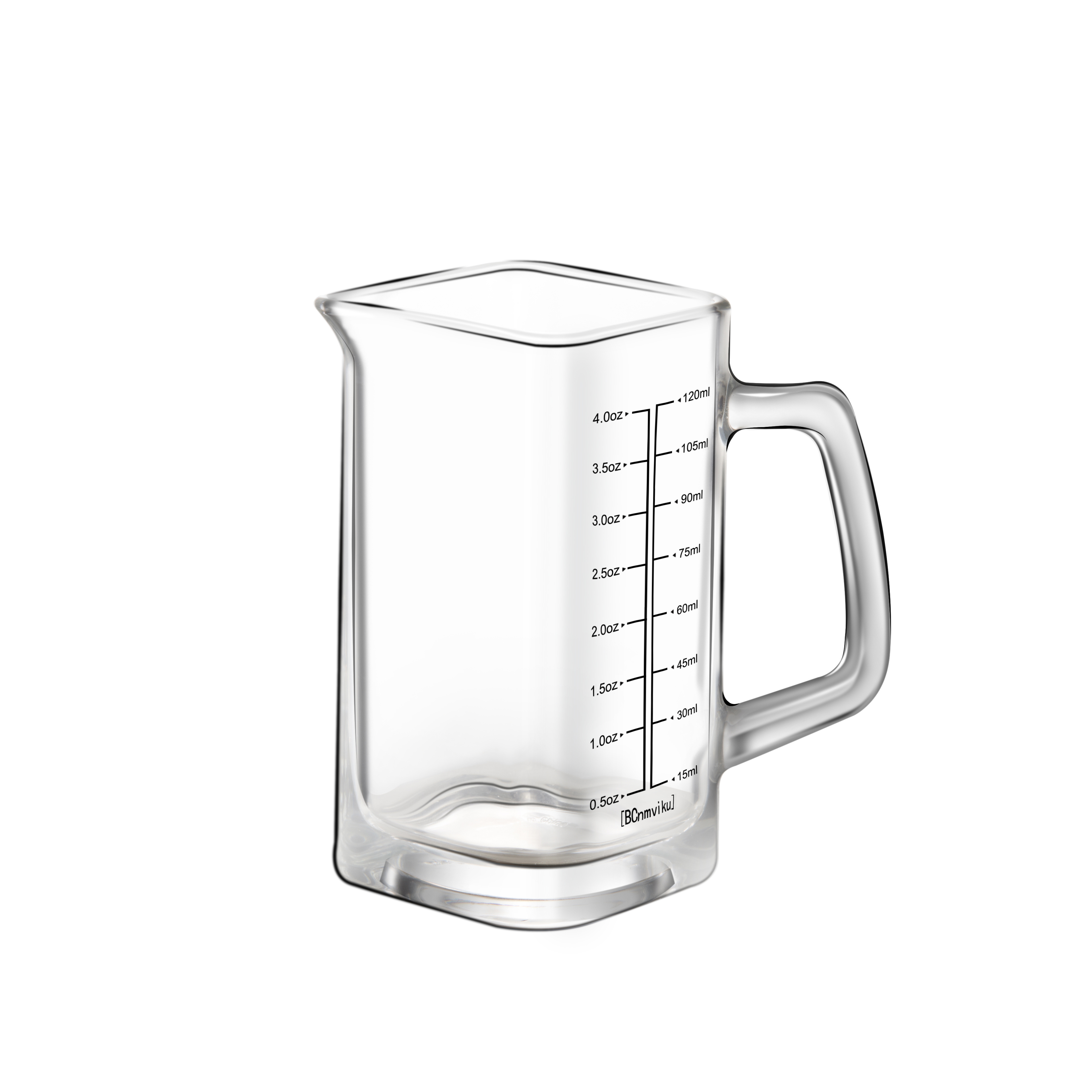 BCnmviku 120ML Square Measuring Triple Pitcher Milk Cup with Glass Handle Easy To Read Coffee Mugs for Hot or Cold Beverages