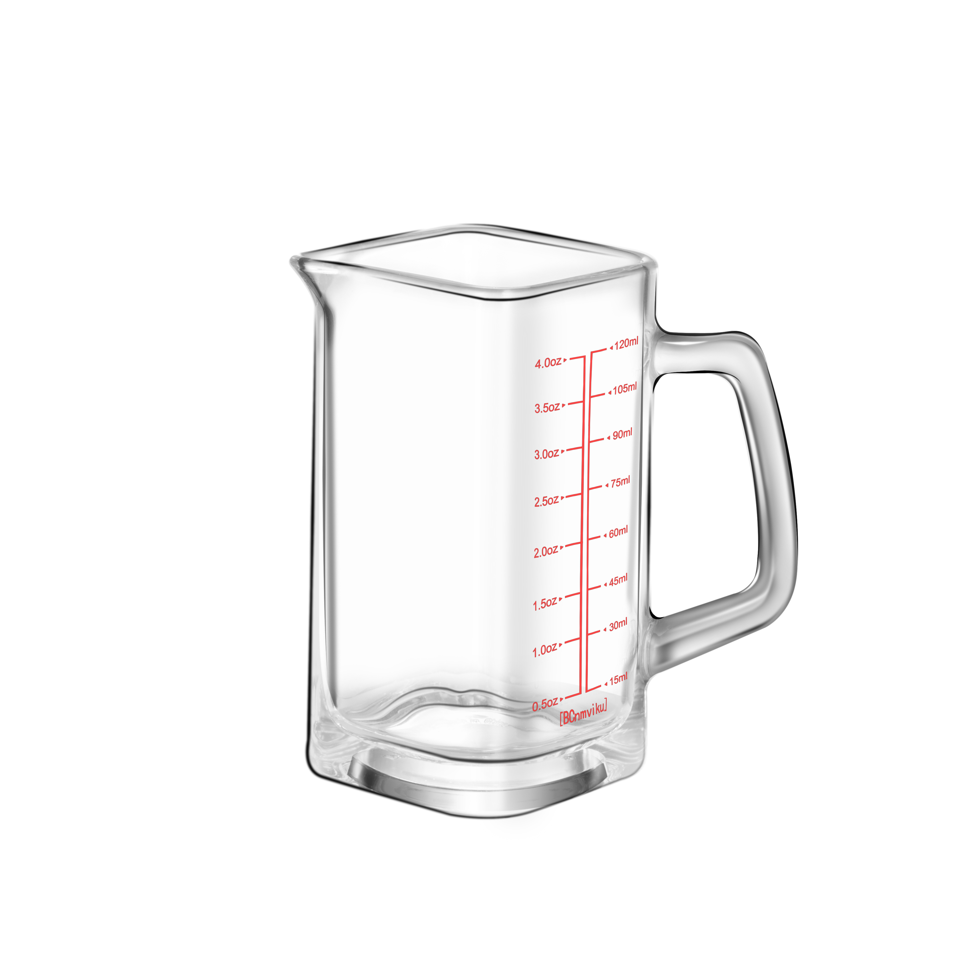 BCnmviku 120ML Square Measuring Triple Pitcher Milk Cup with Glass Handle Easy To Read Coffee Mugs for Hot or Cold Beverages