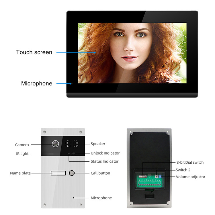 Video Door Phone Intercom System with 7 Inch HD Screen Monitor Night Vision Door Entry System