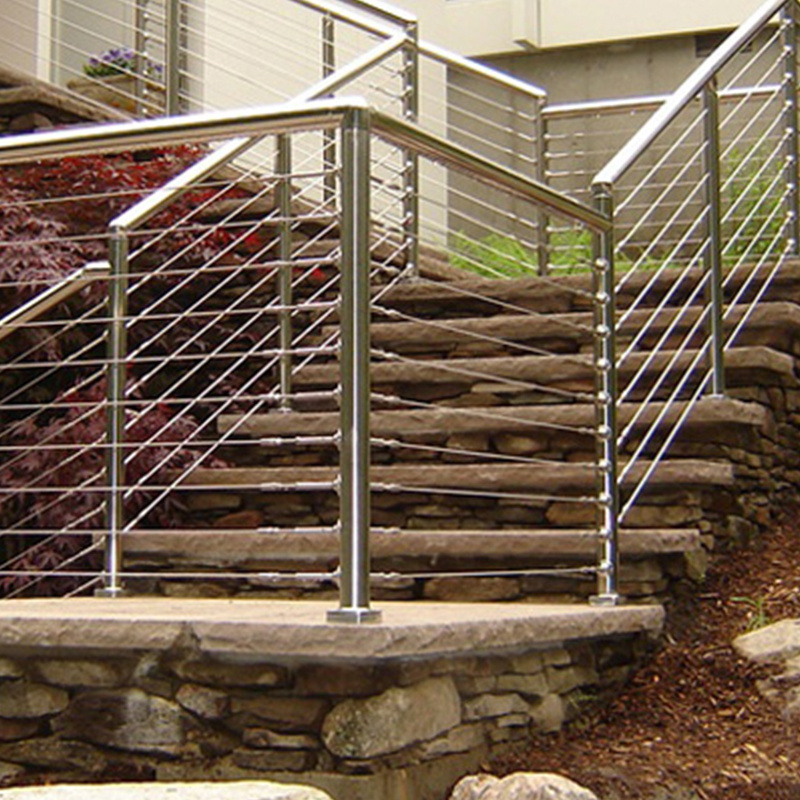 Outdoor Design Balcony Wire Railings Balustrade System Stainless Steel White Cable Deck Railing Post