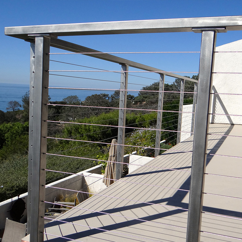 Outdoor Design Balcony Wire Railings Balustrade System Stainless Steel White Cable Deck Railing Post