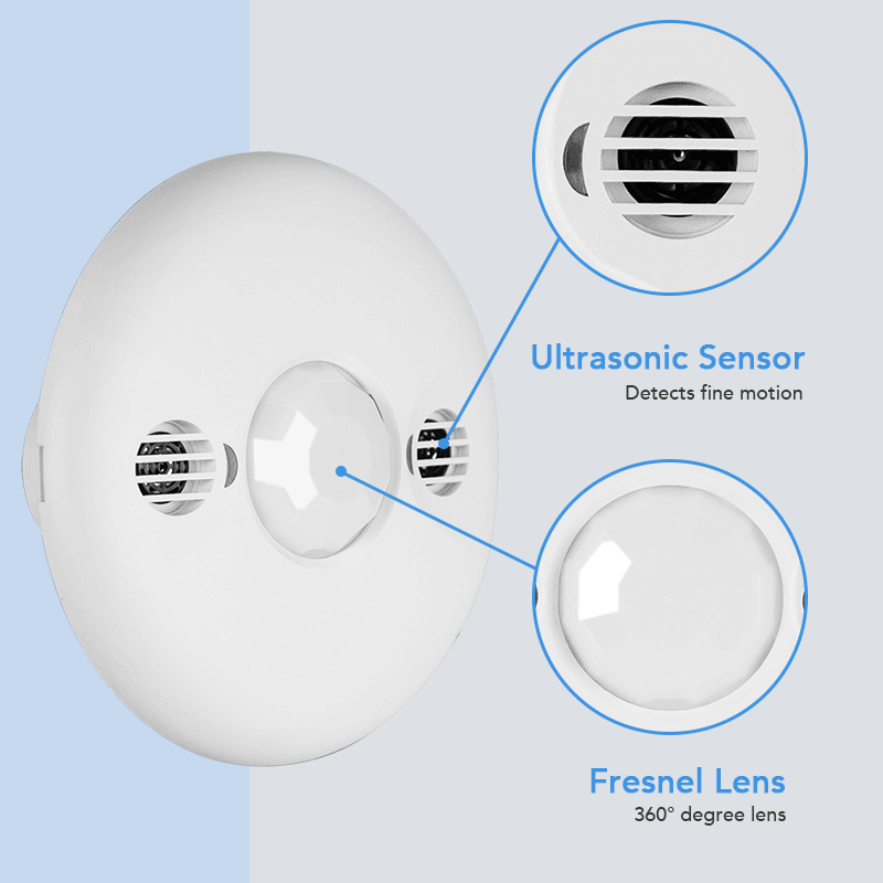 360 Degree UL Mini Infrared Detector Ceiling Mounted Wireless Pir Ultrasonic Motion Occupancy Sensor