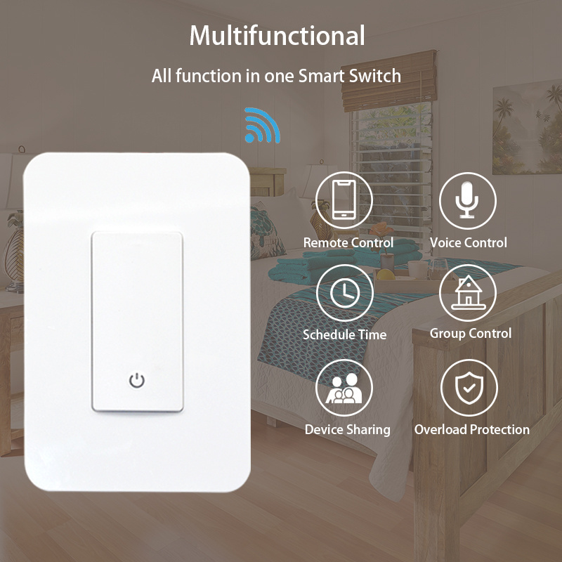 3 Way 10a US Standard Wireless Alexa Google IOT Led Mini Electric 1 Gang Light Tuya Smart Life Wifi Switch