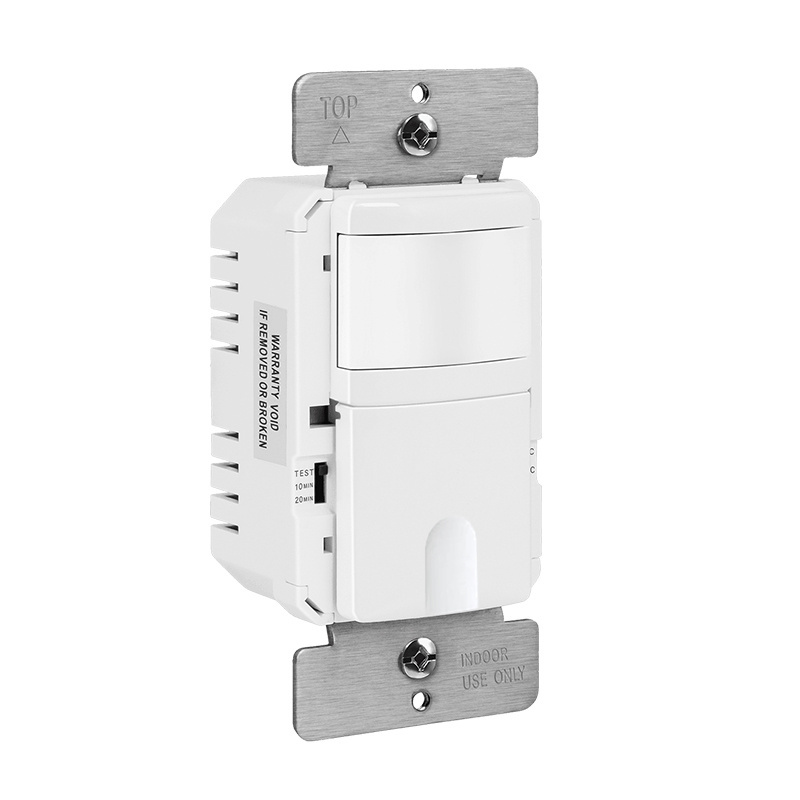 US standard wall mounted no neutral 3 way occupancy led long distance day night daylight sensor switch