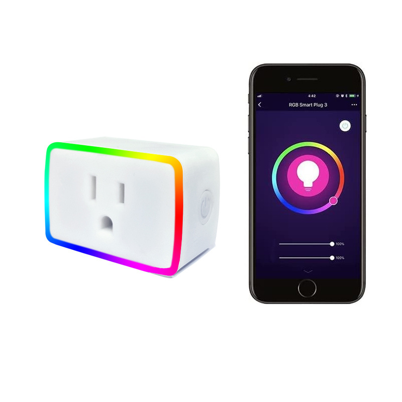 RGB Led Light US WiFi Mini Smart Plug Socket Work with Alexa and Google Home and TUYA APP Controls