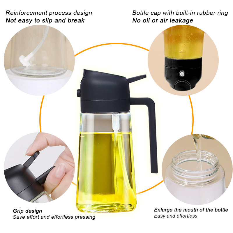 high quality 470ml kitchen glass spray bottle BBQ Air Fryer Salad Steak Kitchen olive oil sprayer bottle for cooking