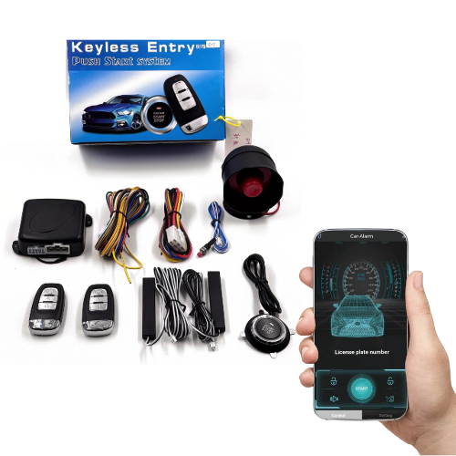 ck2 PKE push button remote engine start stop Anti-theft keyless entry alarms system for car with smart Phone APP E09