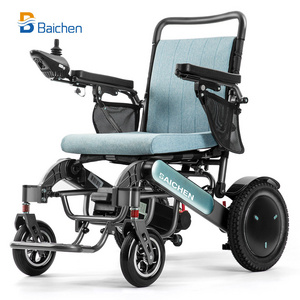 2024 New Outdoor Luxury Off Road Aluminum Alloy Wheel Chair Portable Beach Folding Electric Wheelchair For Adults