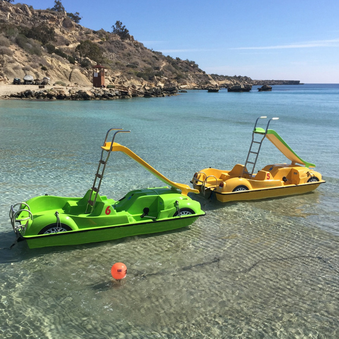 Yellow Polyethylene Yacht Style Electric Pedal Boat pedal powered boats