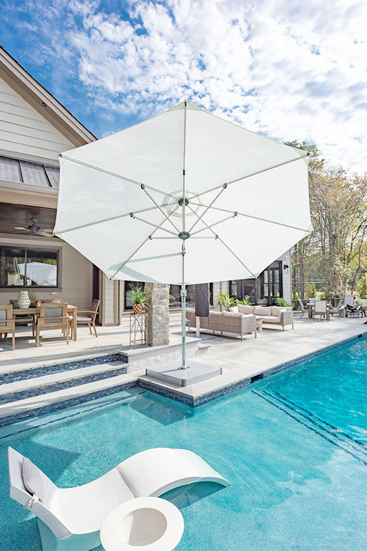 9 Ft Garden Patio Poolside Beach Parasol Sun Umbrella Outdoor Market Umbrella Outdoor Furniture Modern Pool Umbrella Carton Iro