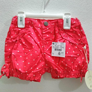 Factory Overrun Genuine Branded Labels Girl's Elastics Waist Fastening Button Casual Cotton Board Shorts Bangladesh Stock Lot