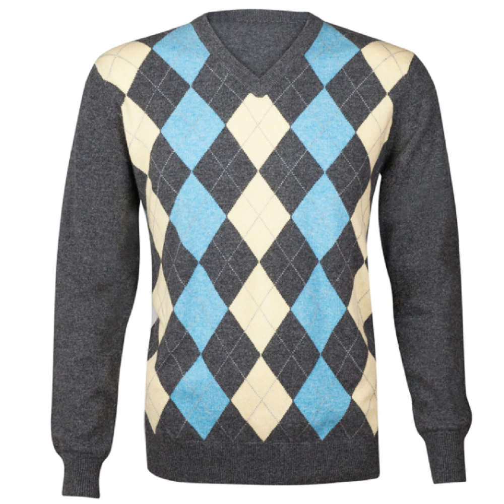 Men's Sweater Popular Fashion Good Quality Comfortable Argyle Pullover Sweater Full Sleeve Custom Logo Crew Neck Men's Sweater