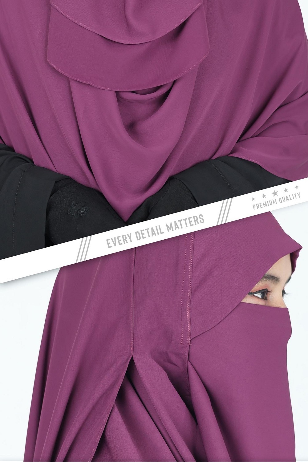 Premium Quality Fashion Solid Color Islamic Ready Hijab Niqab Face Cover Muslim Womens Hooded Full Long Cherry Georgette Hijab