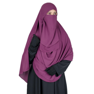 Premium Quality Fashion Solid Color Islamic Ready Hijab Niqab Face Cover Muslim Womens Hooded Full Long Cherry Georgette Hijab