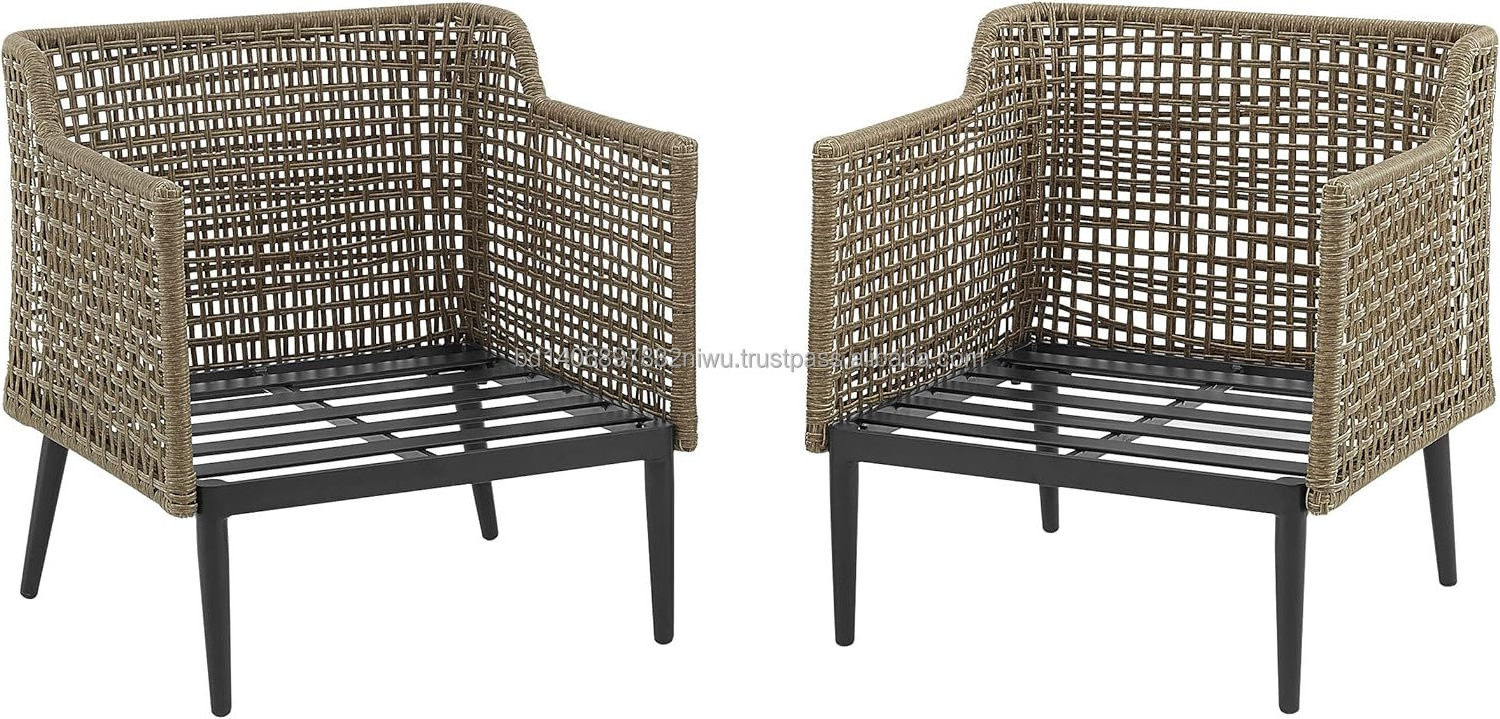 Outdoor Patio Furniture Modern Wicker Sofa Chair Rattan Conversation Single Armchair with Cushion From Bangladesh