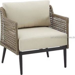 Outdoor Patio Furniture Modern Wicker Sofa Chair Rattan Conversation Single Armchair with Cushion From Bangladesh