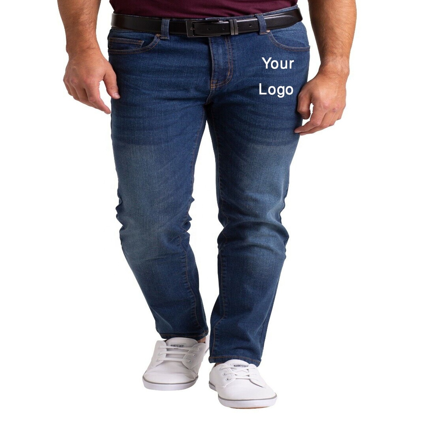 Custom Logo Stylish New Designer Embroidered Jeans Tapered Mens Scratch Pants Fit Slim, Regular Skinny Jeans Men Jeans