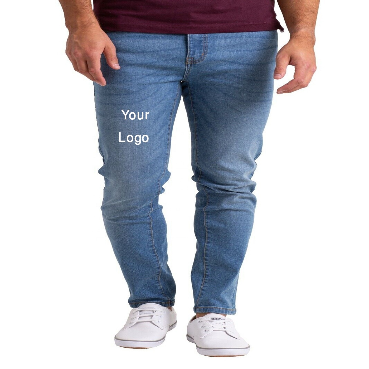 Custom Logo Stylish New Designer Embroidered Jeans Tapered Mens Scratch Pants Fit Slim, Regular Skinny Jeans Men Jeans