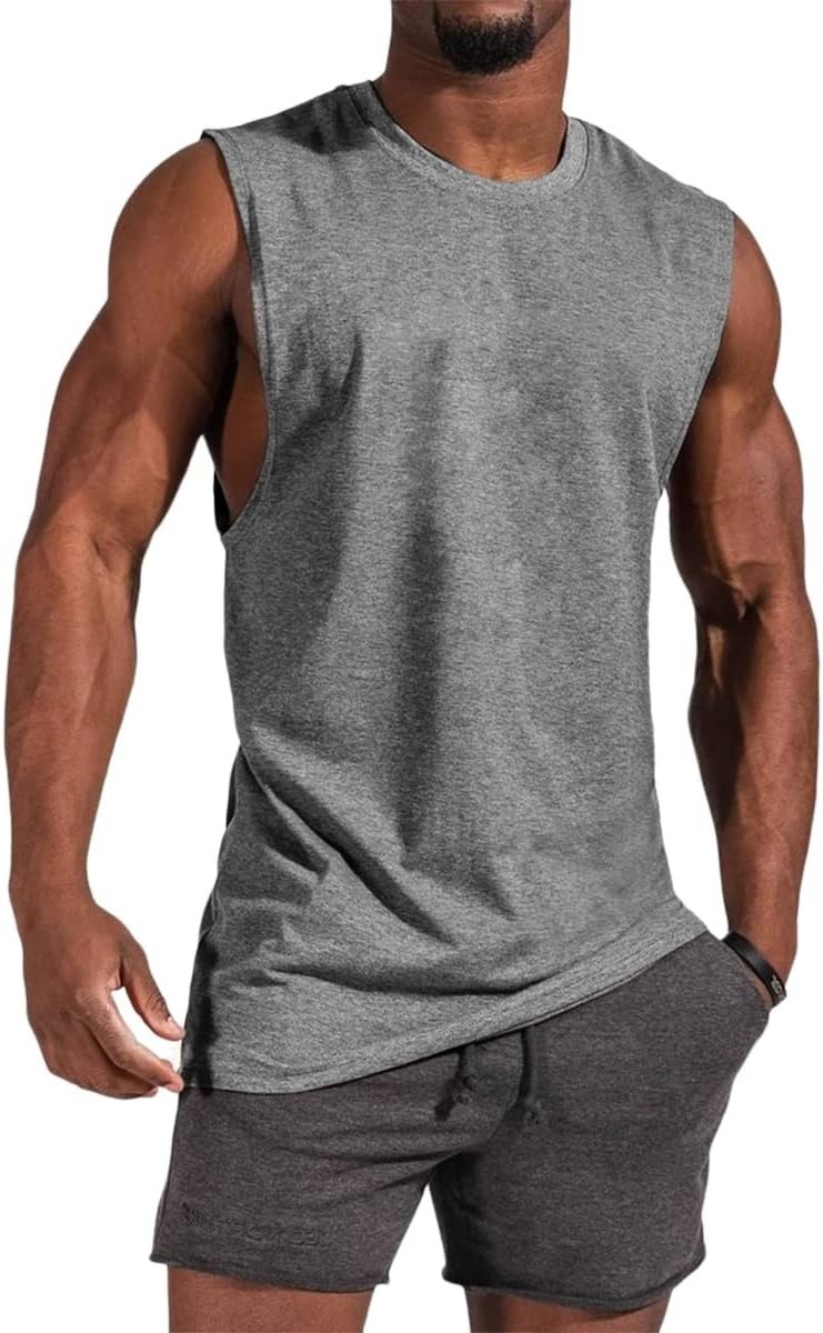 Custom Logo Running Workout Athletic Casual O-Neck Men's Tank Tops High Quality Fitness Gym Quick Dry Bamboo Fiber Undershirt