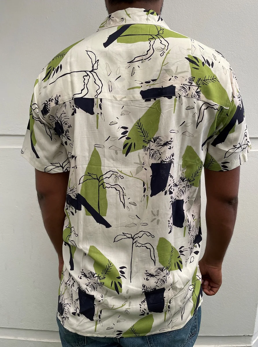 2024 New Men's Hawaiian Short Sleeve 100% Viscose Printed Shirts Holiday Beach Wear Floral Printing Shirt Men's Viscose Shirts