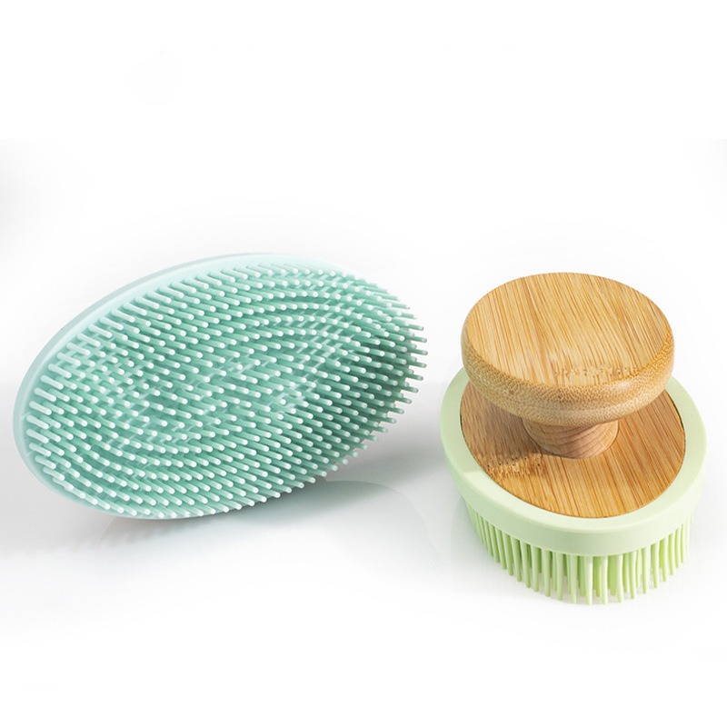 Round Bath Brush Back Silicone Food-Grade Soft Silicone Body Scrubber Shower Brush Handheld Cleansing Skin Brush