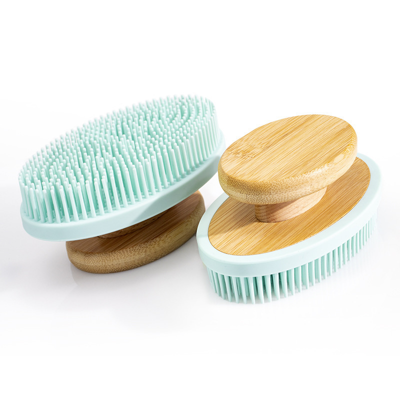 Round Bath Brush Back Silicone Food-Grade Soft Silicone Body Scrubber Shower Brush Handheld Cleansing Skin Brush