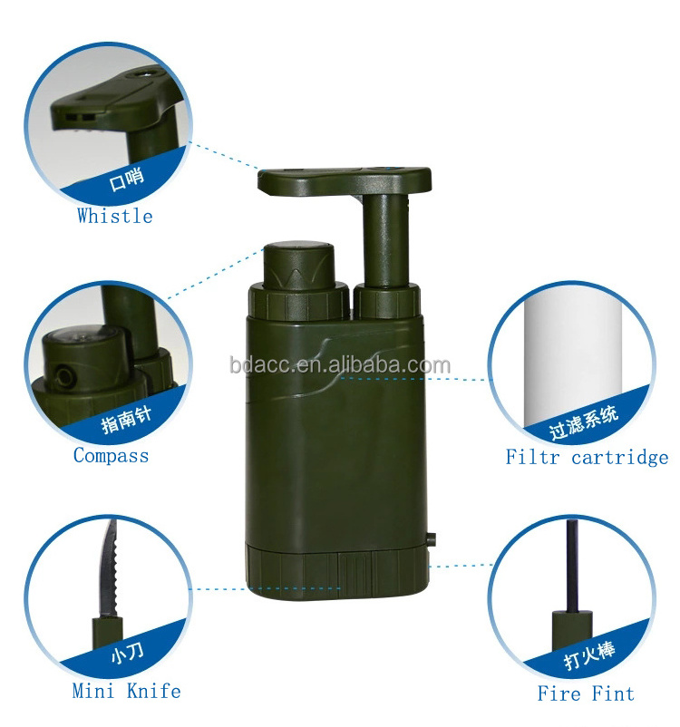 filter water mini 0.01um uf filter with KDF and activated carbon fiber survival water filter for outdoor and emergency