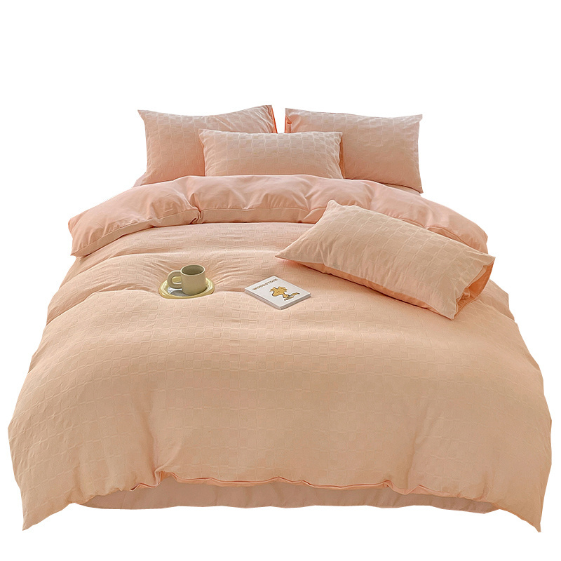 2022 New Jacquard Waffle Four-piece Bedding Set Japanese Simple Bedding Bed Sheet Comforter