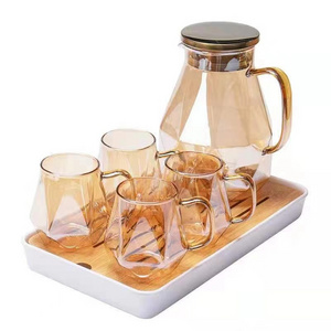 Lightweight Durable Heat Resistant Glass Pitcher Jug Set With Handle Borosilicate 1.8l Glass Pitcher