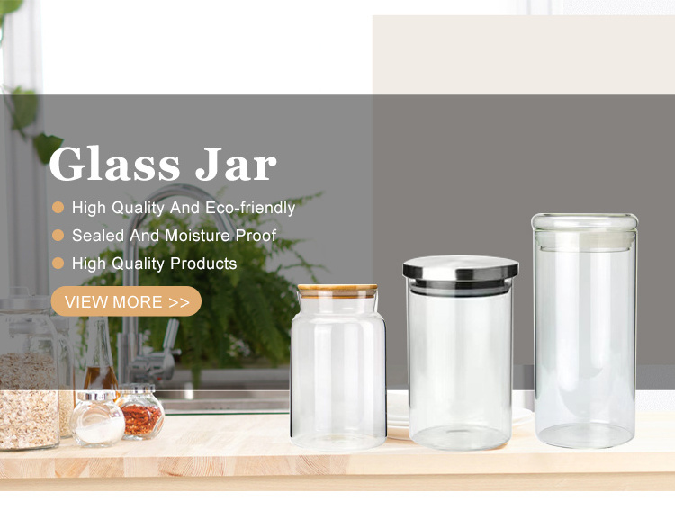 Customized borosilicate glass jar with stainless steel lid for food container