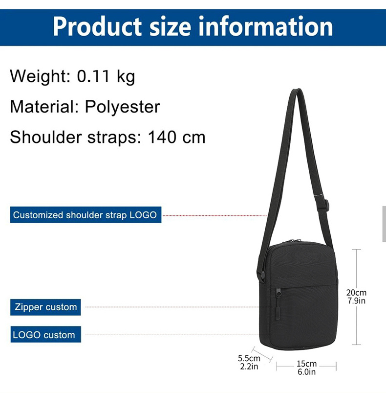 OEM/ODM Custom Black small men cross pouch women messenger bags Shoulder bag custom men crossbody bag men