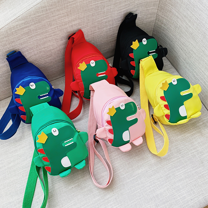 Custom Cartoon Little Dinosaur Cute School messenger Bag Multicolor Nylon Kids' Shoulder Handbag Chest Bags for Children