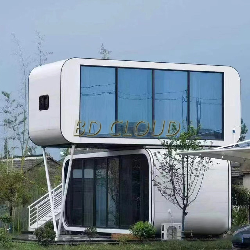 20ft 40ft Outdoor Fully Assembly Prefab Luxury Cabin Houses Flat Pack Mobile Glamping House Ready Made Cabin Outdoor Pod