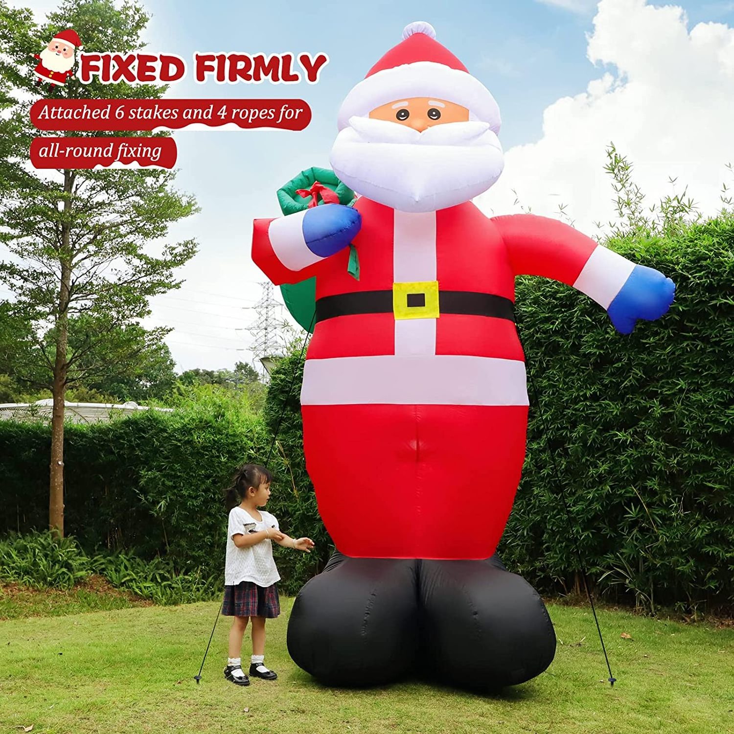 Holiday inflables de navidad Lawn Decoration Inflated Santa 30ft 25ft christmas inflatable santa With Christmas Gift Box