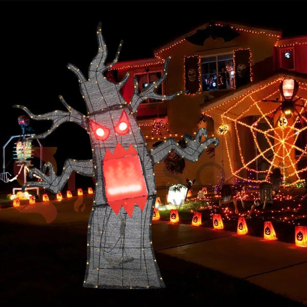 outdoor  halloween  Holiday Home Decor decorations lighted led  Pumpkin Ghost tree Flame lighting Motif Lights