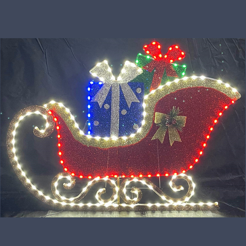 Navidad decor  large figurine toys ornaments  outdoor Christmas life size santa sleigh motif light decoration for sale