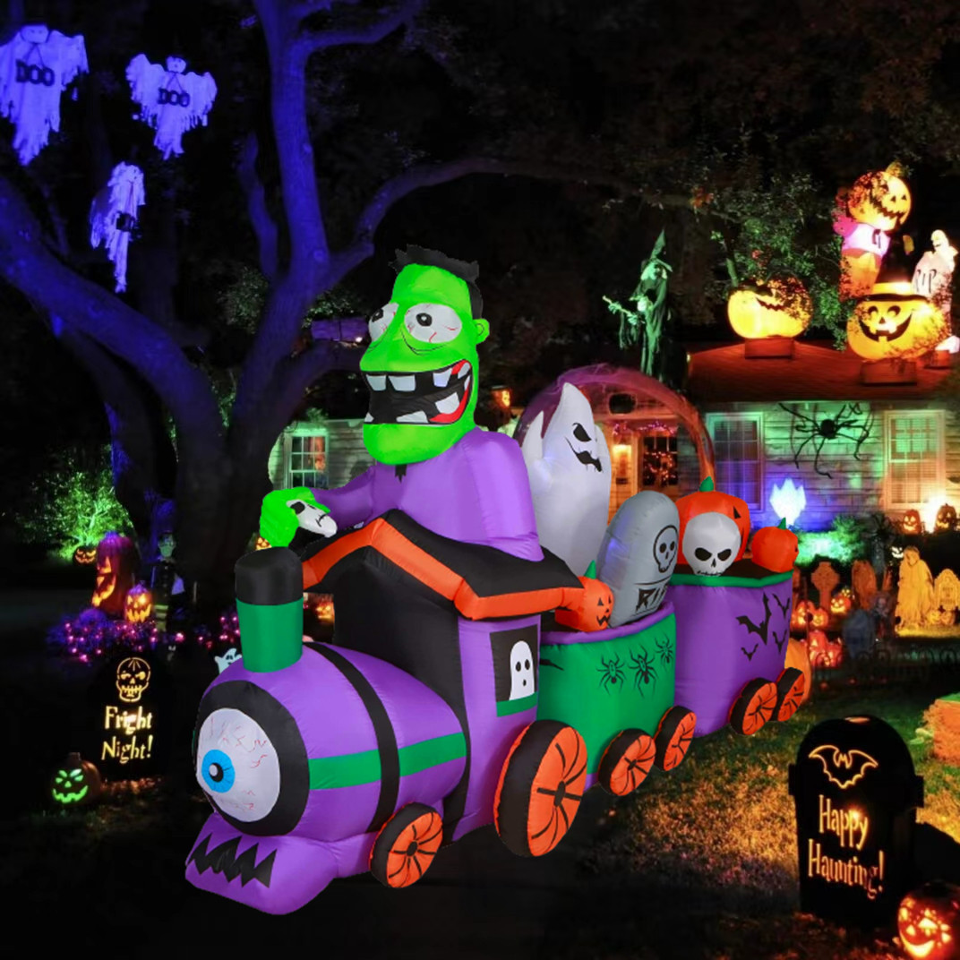 articulos de fiesta y decoracion Halloween Inflatable train green monster  Yard Decoration Inflatables Outdoor  Yard