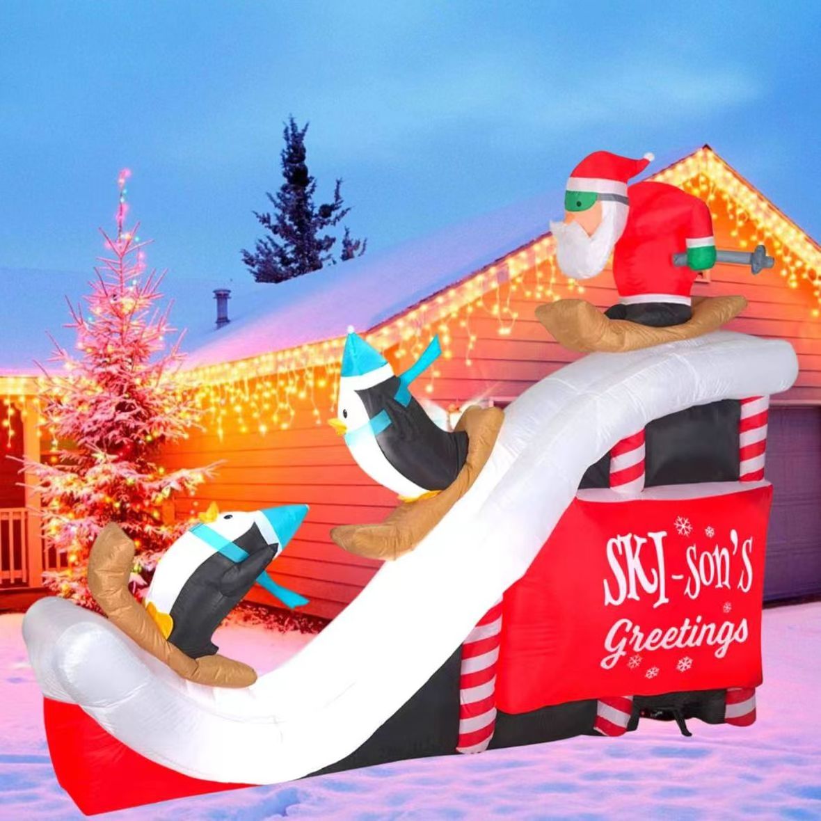 8Ft outdoor Christmas ski santa  Decor Yard Inflatable blow ups  Decorations decoration supplies weihnachtsdeko outdoor